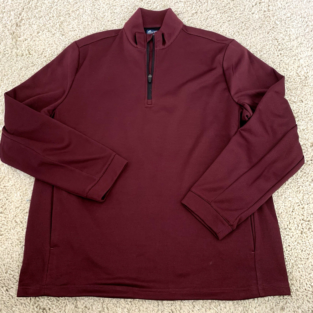 Ben Hogan Performance Pullover Mens Large Wine 1/4 Zip Long Sleeve Pockets
